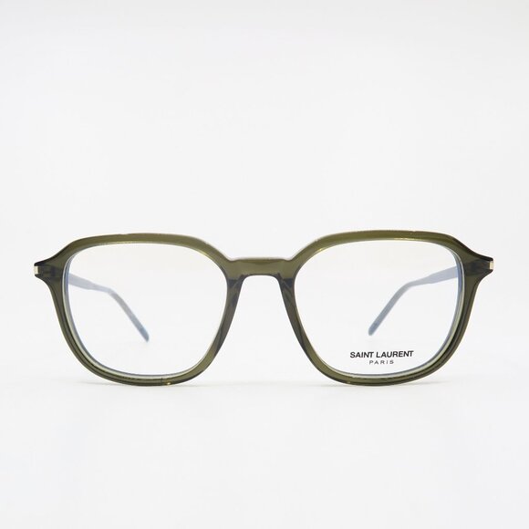 Saint Laurent SL387 004 53mm Brown Olive Transparent Hexagonal New Eyeglasses. - Picture 4 of 8